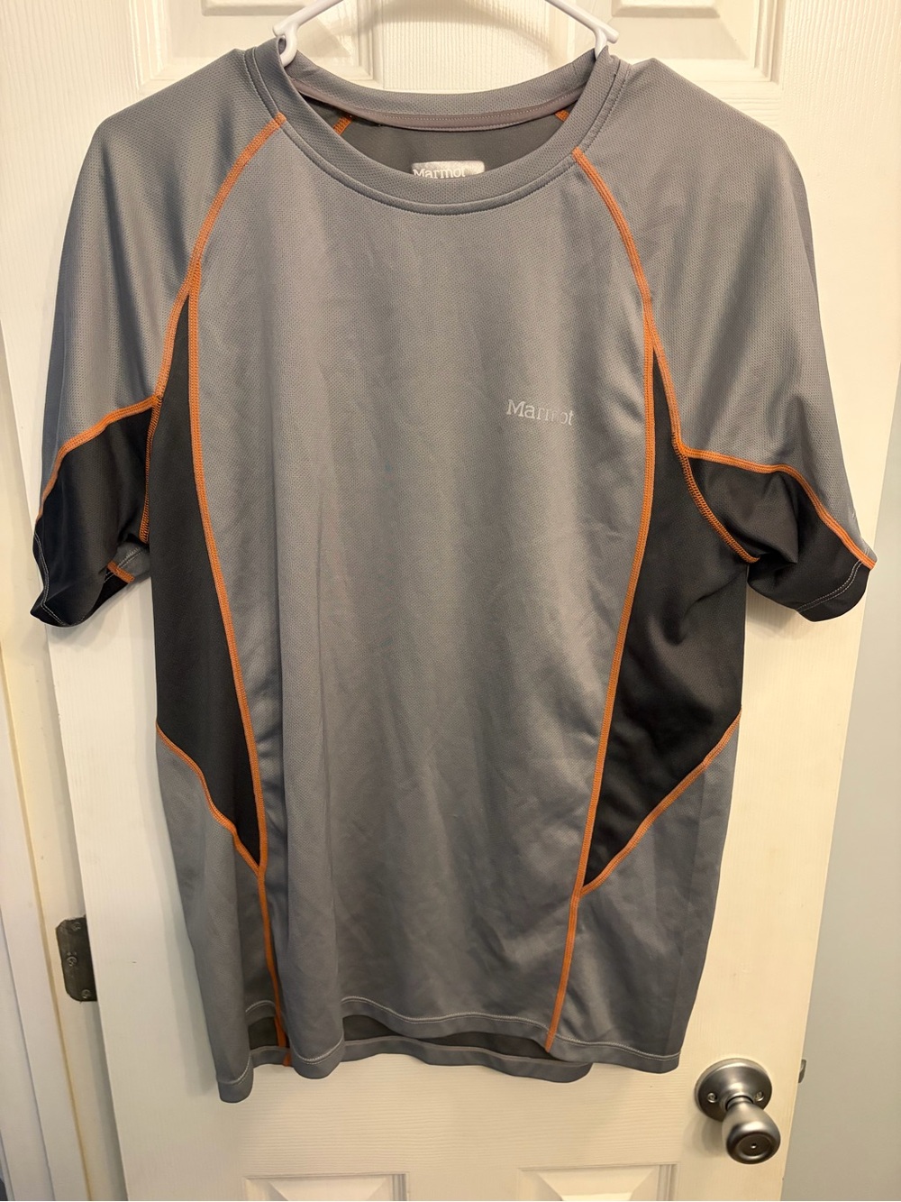 Marmot Men’s Gray Performance Shirt with Orange Trim